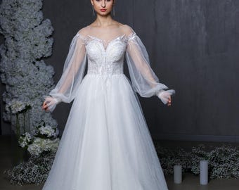Viktorianisches Korsett Brautkleid, ätherisches Puffärmel Ballkleid, romantisches königliches Brautkleid