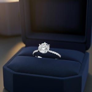 IGI Certified 3.45 Carat Lab Grown Diamond Engagement Ring: Hidden Halo, E-VS1 Round Cut