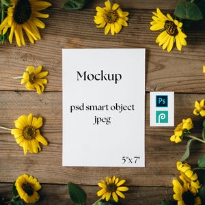 floral Invitation Card Mockup PSD Romantic boho Wedding Card Display Mockup Birthday 5x7 Greeting Card Mockup Digital Stationary Mockup