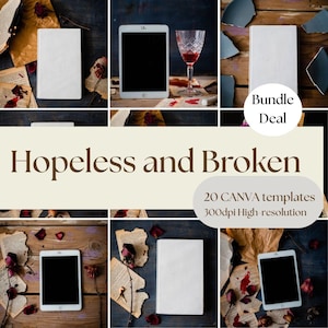 broken ebook Bookstagram flatlays canva mockup bundle dark Romantasy Book Mockup Tablet Mockup for Authors dark academia ebook template