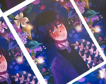 Demon Slayer Giyuu Tomioka Anime Print - A5 Fan Art Poster | Vibrant Anime Wall Art, Anime Room Aesthetic