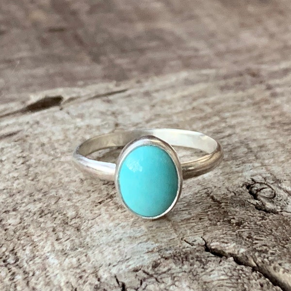 Elegant Dainty Light Blue Turquoise Sterling Silver Solitaire Ring | Boho | Gifts for Her | December Birthstone | Birthstone Jewelry