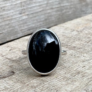 Elegant Oval Black Onyx Sterling Silver Ring | Black Gemstone Ring | Edgy | Goth | Rocker | Onyx Ring | Gifts for Her