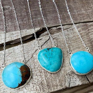 Hellblau Tibet Türkis Silber galvanisierte Anhänger Halskette | Türkis Schmuck | Boho | Geschenke für Sie | Weihnachtsgeschenk