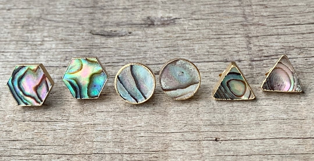 Diane Gold Stud Earrings in Abalone Shell