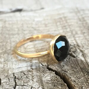 Elegant Cube Cut Geometric Black Onyx 14 Karat Gold Ring Onyx Gold Ring Labradorite Ring Carnelian Ring Lapis Ring Gold Ring image 3