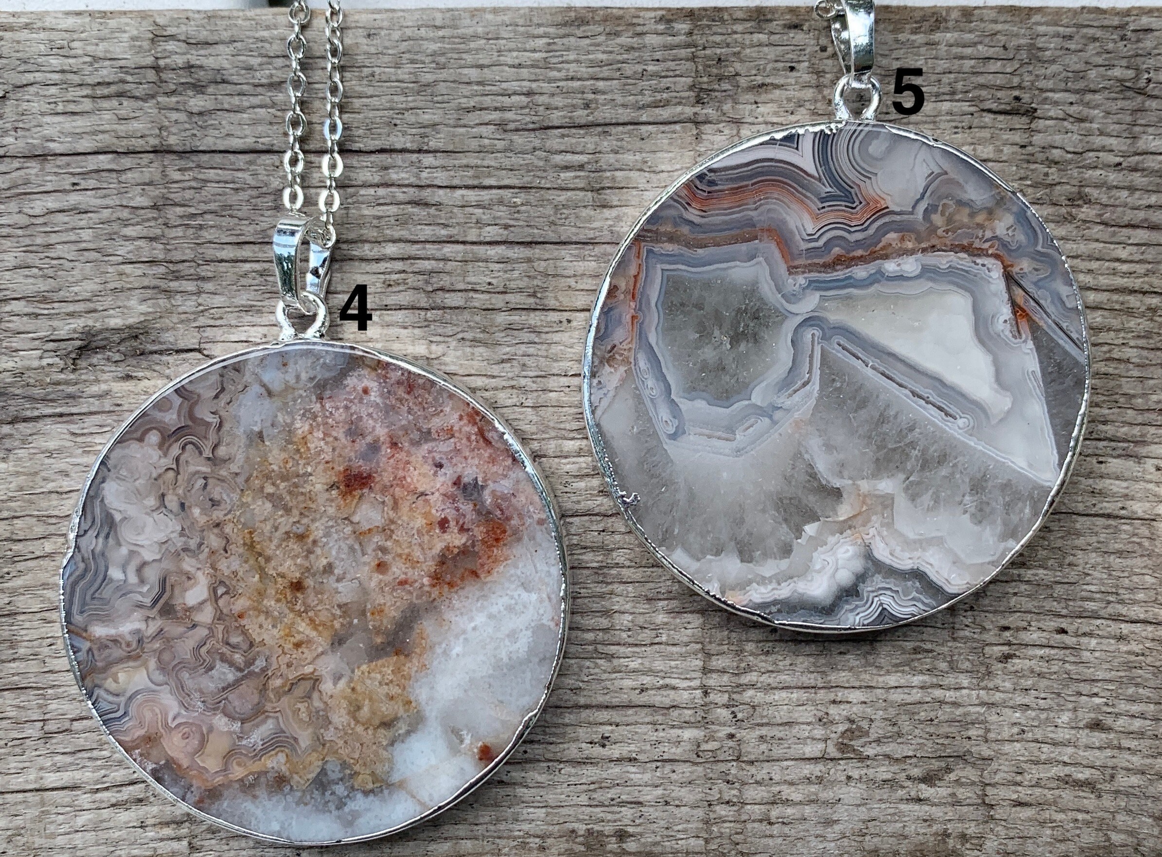 Large Round Silver Electroplated Ocean Jasper Pendant Necklace - Etsy