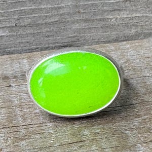 Made to Order Large Oval Neon Green Jadeite Sterling Silver Ring | Made to Order | Green Stone Ring | Jade Ring | Boho | 90s Jewelry image 9