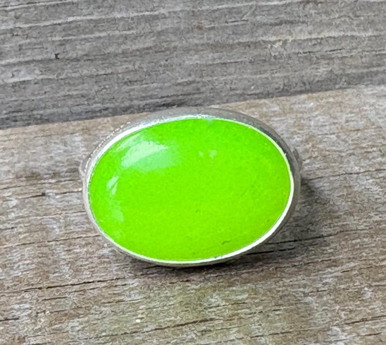Made to Order Large Oval Neon Green Jadeite Sterling Silver Ring | Made to Order | Green Stone Ring | Jade Ring | Boho | 90s Jewelry image 9