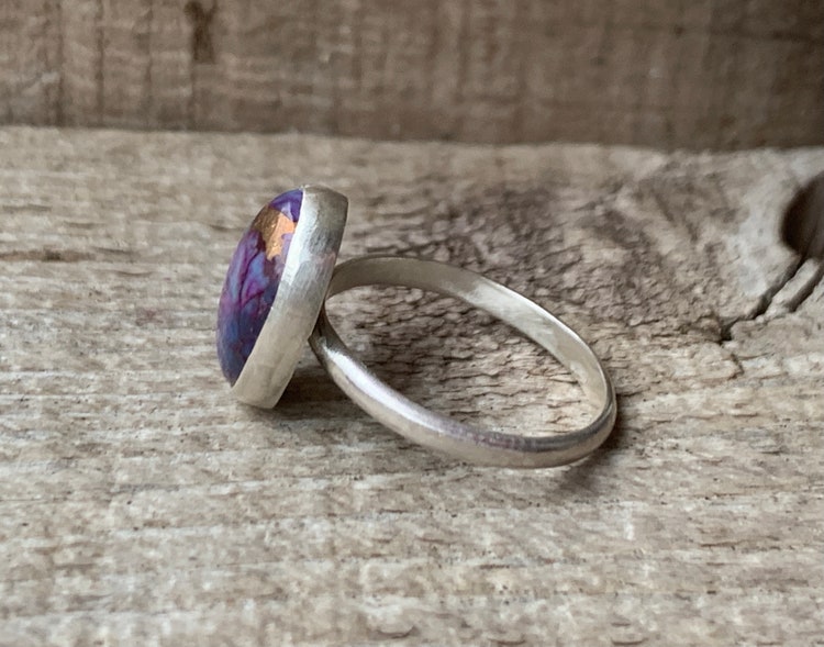 Purple Copper Turquoise Oval Gemstone 925 Sterling Silver Handmade Ring Jewelry Purple Copper Turquoise Oval Gemstone 925 Sterling Silver Handmade Ring Jewelry