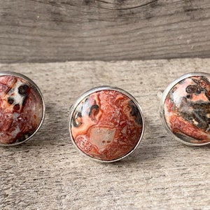 Edgy Red Orange Round Leopard Skin Jasper Sterling Silver Ring | Jasper Ring | Multi Colored Jasper Ring | Choose Your Stone | Healing Stone