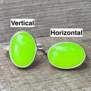 Made to Order Large Oval Neon Green Jadeite Sterling Silver Ring | Made to Order | Green Stone Ring | Jade Ring | Boho | 90s Jewelry image 10
