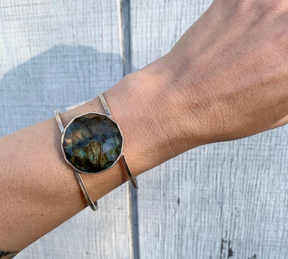 Sterling Silver Large Gemstone Cuff Sterling Silver Large Gemstone Cuff