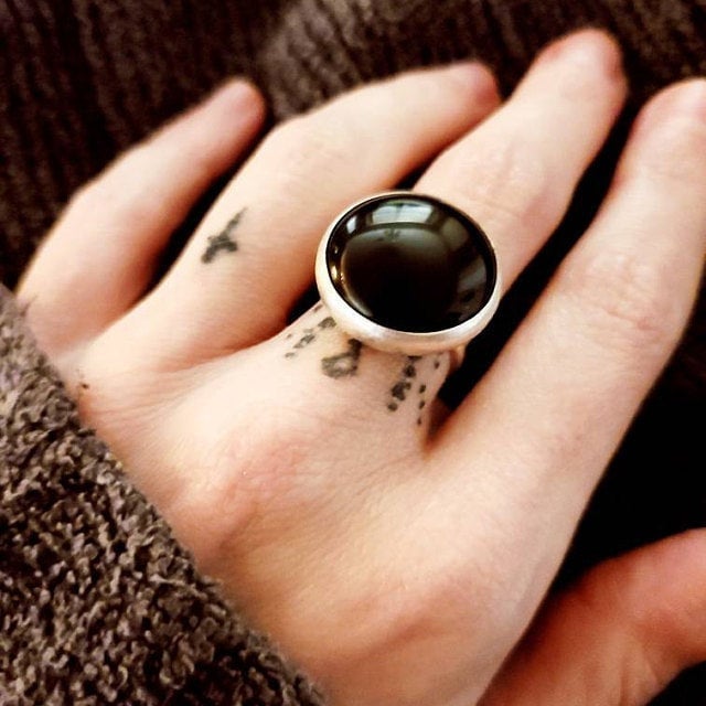 Circle Onyx Ring - Etsy