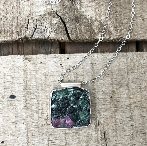 rough cut ruby necklace