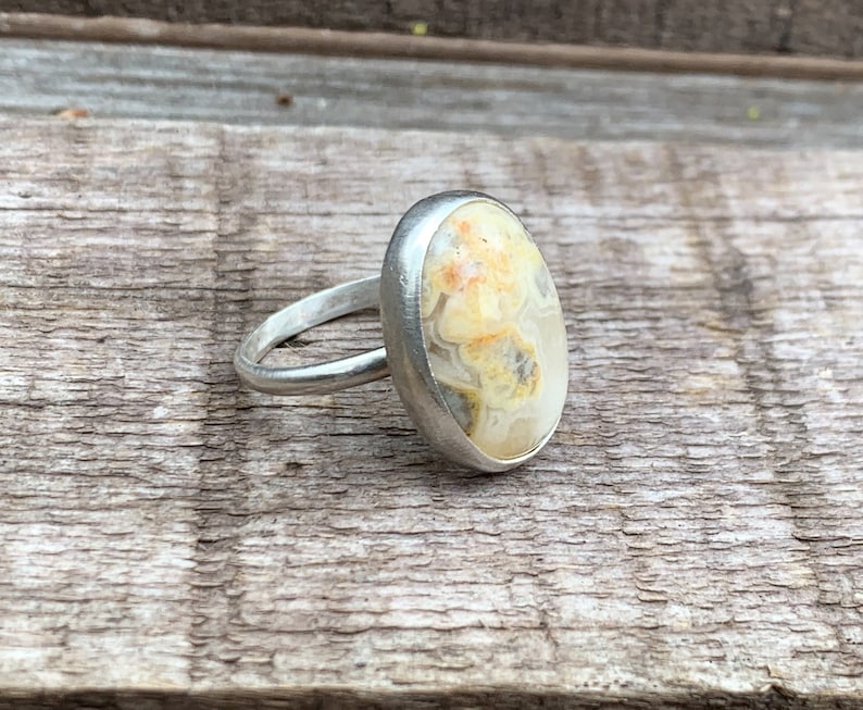 Natural Yellow Crazy Lace Agate Ring Solid 925 Sterling Silver Fashion Jewelry Size 5 Natural Yellow Crazy Lace Agate Ring Solid 925 Sterling Silver Fashion Jewelry Size 5