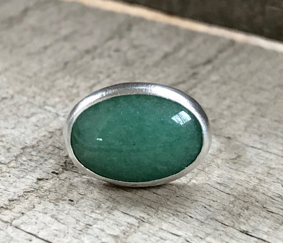Green Aventurine Ring in Brass or Silver | Ragtrader Vintage