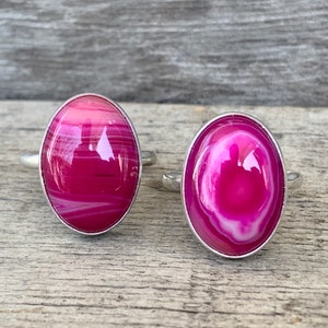 Pink Swirly Striped Agate Sterling Silver Ring | Agate Ring | Choose Your Stone | Gifts for Her | Boho | Purple Stone Ring | Made to Order