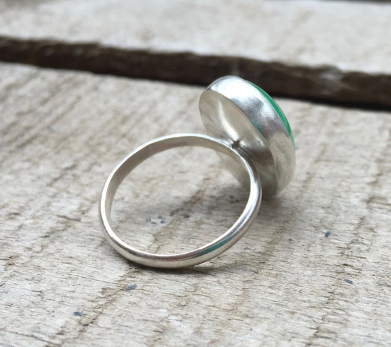 Sieraden Ringen Statementringen Boho Chrysopraas Ring Groene Edelsteen Ring Cadeaus voor haar | Mooie elegante ovale heldergroene chrysopraas sterling zilveren ring 
