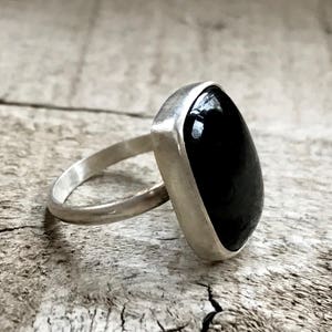 Large Cushion Cut Black Onyx Sterling Silver Ring Onyx Ring Rocker Edgy Gifts for Her Black Gemstone Ring Made to Order image 4