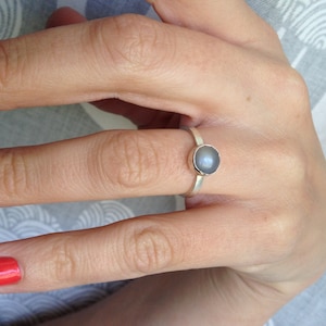 Elegant Purple Gray Moonstone Sterling Silver Solitaire Ring | Birthstone Ring | Solitaire Ring | Moonstone Ring | June Birthday