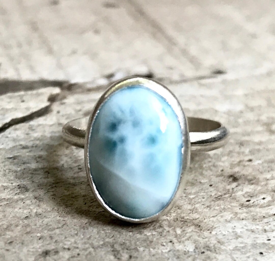 Elegant Light Blue Larimar Sterling Silver Ring | Sea and Sky Larimar ...