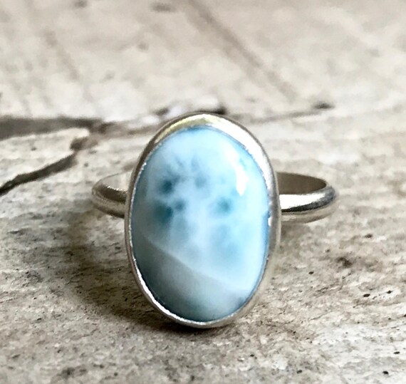 Oval Larimar Swirl Band Ring Oval Larimar Swirl Band Ring