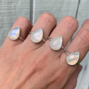 Moonstone Teardrop Ring - Etsy