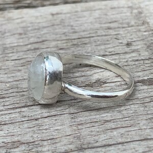 Minimalist Elegant Solitaire Oval Moonstone Birthstone Ring in Sterling Silver Moonstone Ring Solitaire Ring Boho Moon Ring Rocker image 4