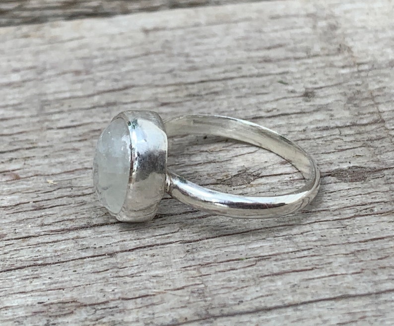 Minimalist Elegant Solitaire Oval Moonstone Birthstone Ring in Sterling Silver Moonstone Ring Solitaire Ring Boho Moon Ring Rocker image 4