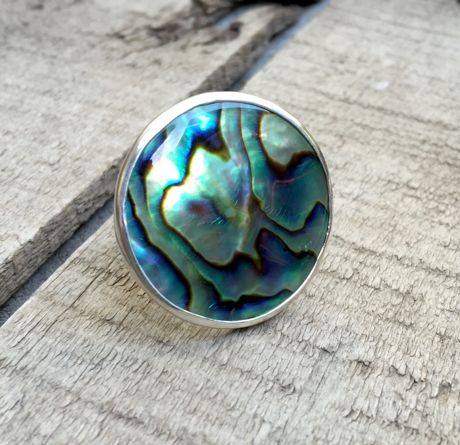 Boho Beach Chic Large Round Abalone Paua Shell Ring in - Etsy