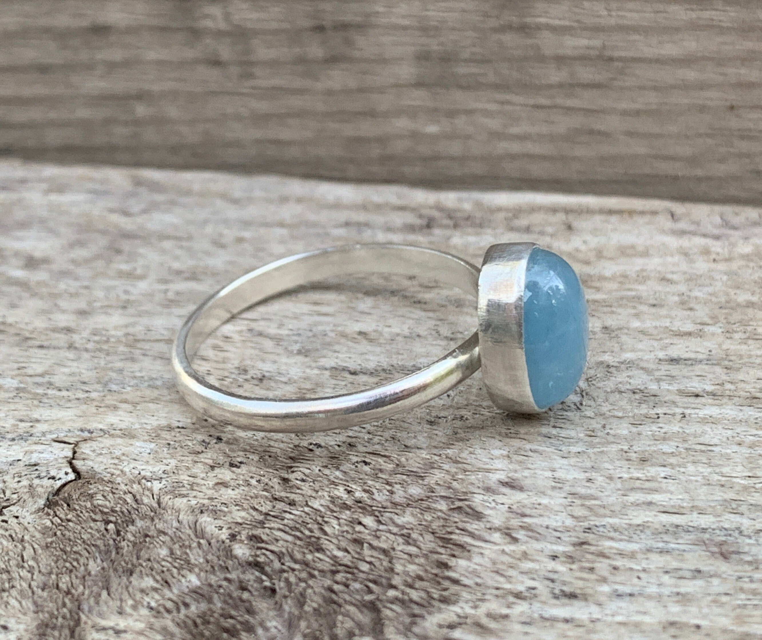 Natural Oval Blue Aquamarine Birthstone Sterling Silver Ring - Etsy