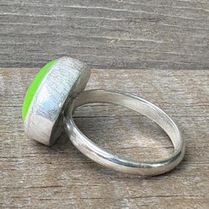 Made to Order Large Oval Neon Green Jadeite Sterling Silver Ring | Made to Order | Green Stone Ring | Jade Ring | Boho | 90s Jewelry image 6