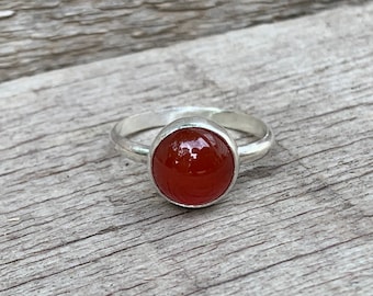 Elegant Blood Red Carnelian Solitaire Sterling Silver Ring Dark Patina or  Oxidized Sterling Silver Carnelian Ring July Birthstone Ring