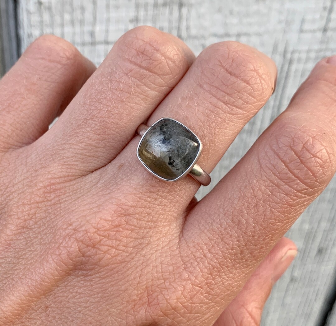 Cushion Cut Super Seven Gemstone Sterling Silver Ring | Melody Gemstone ...