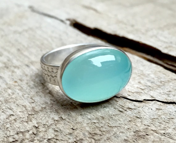 Aqua chalcedony ring deals
