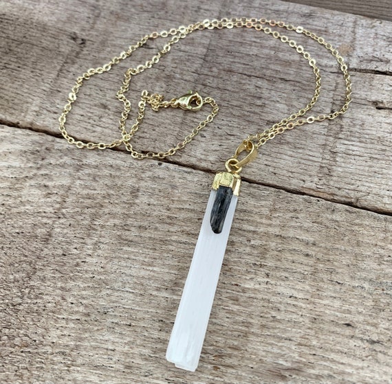 Selenite Pendant w/ Silver Plated top Selenite Pendant w/ Silver Plated top