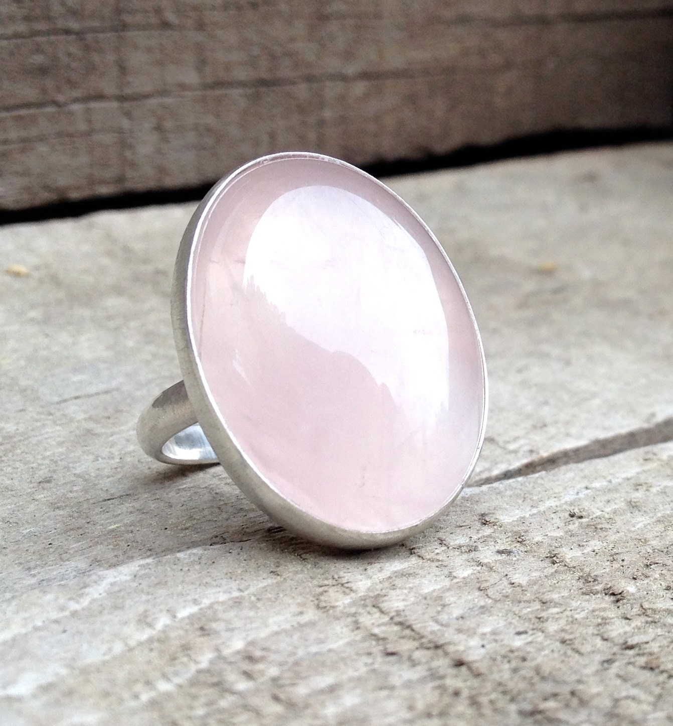 Romance Rose Quartz Large Oval Sterling Silver Statement Ring - Etsy