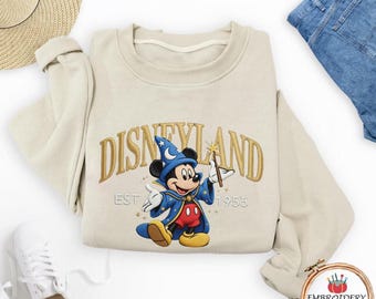 Embroidered Walt Disney Fantasia Mickey Watercolor Shirt, Disneyland The Original Embroidered Sweatshirt, Disneyland Family, Gift For Her