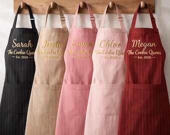 Personalized Embroidered Apron Set, Custom Gift for Cooking, Baking, or Craft Lovers, Matching Family Aprons, Gift for mom, Cooking Gift