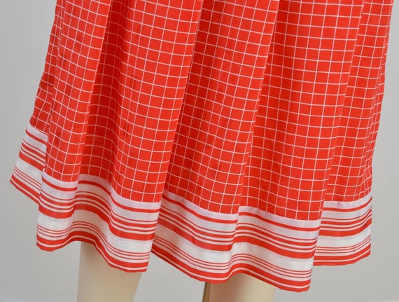 Vintage 80s Coord Set Skirt Blouse Grid Red & Whi… - image 6