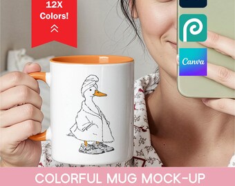 Gemütliches Akzent Tassen Mockup Bundle - 12 Farben Weiße Tasse POD Vorlagen PSD Canva