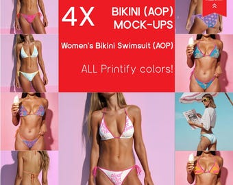 Bikini Baddräkt Mockup Bundle | Redigerbar PSD + PNG för Printify