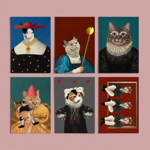 Set med vykort för kattkonst – Unikt brevpapper för kattälskare