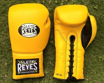 Yellow Cleto Reyes Boxing Gloves Lace Up Style, Mexican Leather