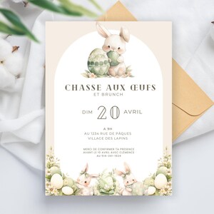 Cartes invitation brunch de Pâques – TÉLÉCHARGEMENT INSTANTANÉ – personnalisable et imprimable - rose
