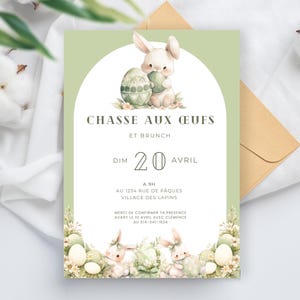 Cartes invitation brunch de Pâques – TÉLÉCHARGEMENT INSTANTANÉ – personnalisable et imprimable - verte