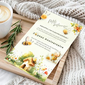 Carte d’anniversaire abeille enfant (1 à 6 ans) – Carte numérique à imprimer ou envoyer – PDF + JPEG mobile – Thème mignon