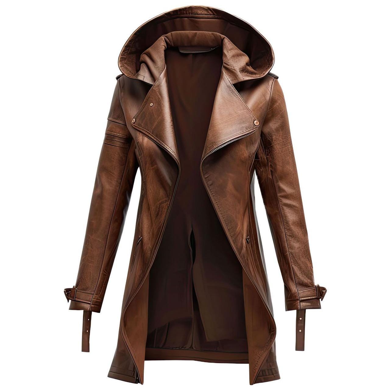 Hooded Leather Coat UK
