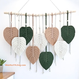 Macrame Leaf Wall Hanging, Leaf Wall Hanging, Boho Wall Decor, New Home Gift, Modern Home Decor, Green Leaves Decor, Boho Macrame, Wall Art.